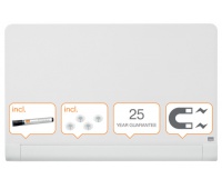 Dry-wipe desktop magnetic whiteboard NOBO Brillant, 100x60cm, panoramic 45", glass, white