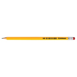 Eraser-tipped Pencil DONAU, HB, lacquered, yellow