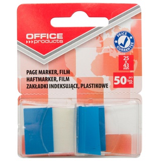 Filing Index Tabs OFFICE PRODUCTS, PP, 25x43 mm, 50 tabs, blister, blue