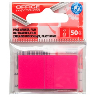 Filing Index Tabs OFFICE PRODUCTS, PP, 25x43 mm, 50 tabs, polybag, pink