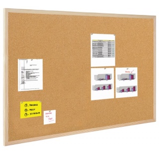 Cork Notice Board BI-OFFICE, 100x60cm, wood frame
