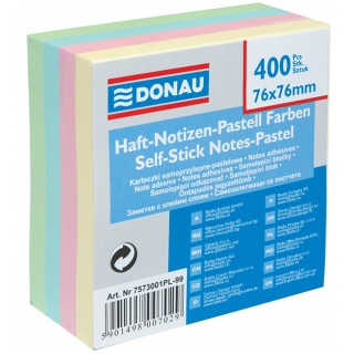 Self-adhesive Cube DONAU, 76x76mm, 1x400 sheets, pastel