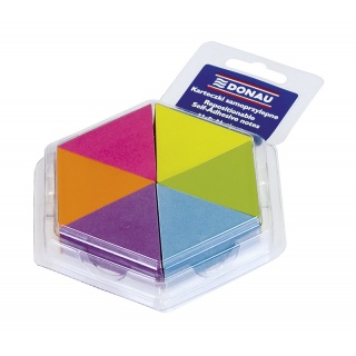 Self-adhesive Pad DONAU, triangle notepad, 43x50mm, 6x150 sheets, neon