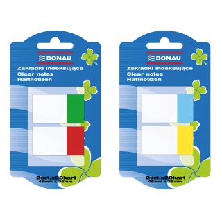 Filing Index Tabs DONAU, PP, 25x45mm, 2x20 tabs, assorted colours