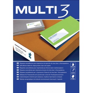 Etykiety uniwersalne MULTI 3, 52,5x21,5mm, prostokątne, białe 100 ark., Etykiety samoprzylepne, Papier i etykiety