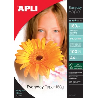 Papier fotograficzny APLI Everyday Photo Paper, A4, 180gsm, błyszczący, 100ark., Papiery specjalne, Papier i etykiety