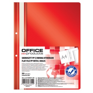 Report File OFFICE PRODUCTS, PP, A4, soft, 100/170 micr., 2 holes perforated, red