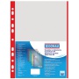 Punched Pockets DONAU, PP, A4, orange peel, 40 micron, coloured spine feature, red, 100pcs
