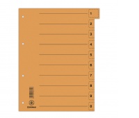 Przekładka DONAU, karton, A4, 235x300mm, 0-9, 1 karta z perforacją, pomarańczowa