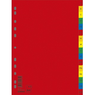 Dividers DONAU, PP, A4, 230x297mm, A-Z, 16 sheets, assorted colours