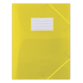 Teczka z gumką DONAU, PP, A4, 480mikr., 3-skrz., półtransparentna żółta, Teczki płaskie, Archiwizacja dokumentów