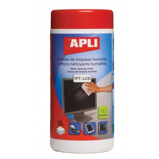 Screen Cleaning Wet Wipes APLI, dispenser tub, 100pcs