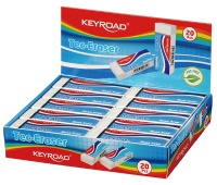 Gumka uniwersalna KEYROAD Tec-Eraser, 59x21x12mm, pakowane na displayu, biała