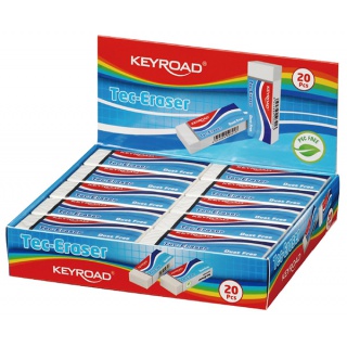 Gumka uniwersalna KEYROAD Tec-Eraser, 59x21x12mm, pakowane na displayu, biała, Gumki, Artykuły do pisania i korygowania