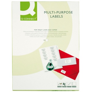 Universal Labels Q-CONNECT, 38x21. 2mm, rounded, white, 100 sheets