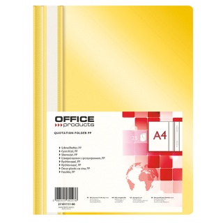 Skoroszyt OFFICE PRODUCTS, PP, A4, miękki, 100/170mikr., żółty, Skoroszyty podstawowe, Archiwizacja dokumentów