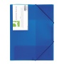 Elasticated File Q-CONNECT, PP, A4, 400 micron, 3 flaps, transparent blue