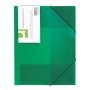 Teczka z gumką Q-CONNECT, PP, A4, 400mikr., 3-skrz., transparentna zielona, Teczki płaskie, Archiwizacja dokumentów