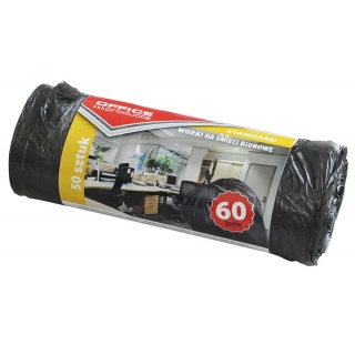 Waste Bin Liners OFFICE PRODUCTS, standard (HDPE), 60l, 50pcs, black