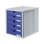 Five-Drawer Set HAN System-Box, polystyrene, A4, grey&blue
