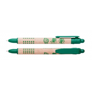 Długopis automatyczny ICO Green, pakowany na displayu, brązowy, Długopisy, Artykuły do pisania i korygowania