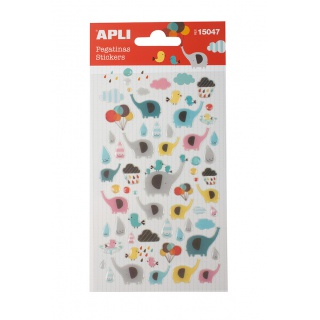 Naklejki APLI Elephants, z brokatem, mix kolorów, Produkty kreatywne, Artykuły szkolne