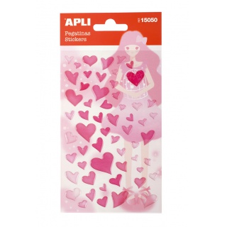 Naklejki APLI Hearts, z brokatem, różowe, Produkty kreatywne, Artykuły szkolne