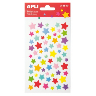 Naklejki APLI Stars, wypukłe, mix kolorów, Produkty kreatywne, Artykuły szkolne
