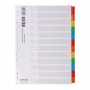 Dividers OFFICE PRODUCTS, cardboard, A4, 227x297mm, 12pcs, laminated index tabs, assorted colours