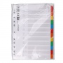 Przekładki OFFICE PRODUCTS, karton, A4, 227x297mm, 12 kart, lam. indeks, mix kolorów, Przekładki kartonowe, Archiwizacja dokumentów