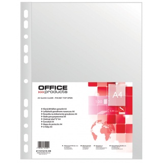 Punched Pockets OFFICE PRODUCTS, PP, A4, orange peel, 40 micron, 100pcs