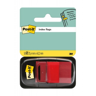 Filing Index Tabs POST-IT® (680-1), PP, 25x43mm, 50 tabs, red