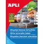 Removable Labels APLI 17. 8x10. 0mm, rounded, white, 25 sheets