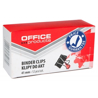 Klipy do dokumentów OFFICE PRODUCTS, 41mm, 12szt., czarne, Klipy, Drobne akcesoria biurowe
