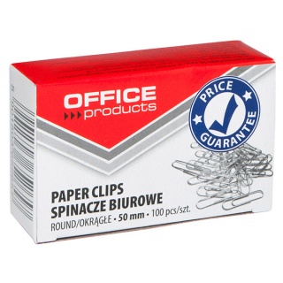Paper Clips rounded OFFICE PRODUCTS, 33mm, 100pcs, silver
