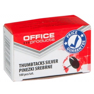 Pinezki klasyczne OFFICE PRODUCTS, 100szt., srebrne, Pinezki, Drobne akcesoria biurowe