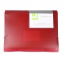 Expanding File Folder with elastic band closure Q-CONNECT, PP, A4, 6 compartments, transparent red