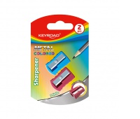 Pencil sharpener KEYROAD, aluminium, single, 2pcs, blister pack, color mix