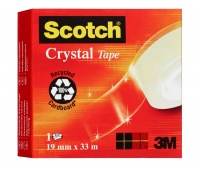 Office tape, SCOTCH® Crystal Clear (600), transparent/clear, 19mm, 33m, in a box