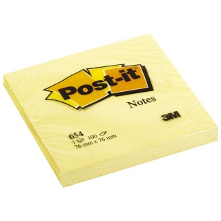 Bloczek samop. POST-IT® (654), 76x76mm, 1x100 kart., żółty, Promocje PBS, ~nagrody