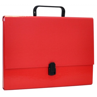 Teczka-pudełko OFFICE PRODUCTS, PP, A4/5cm, z rączką i zamkiem, czerwona, Teczki przestrzenne, Archiwizacja dokumentów