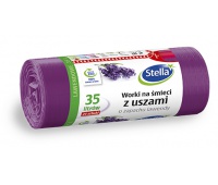 Worki na śmieci z uszami STELLA, zapach lawendy, 35 l, 24 szt., lawendowy
