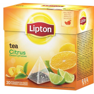 Tea LIPTON, pyramids, 20 tea bag, citrus fruits