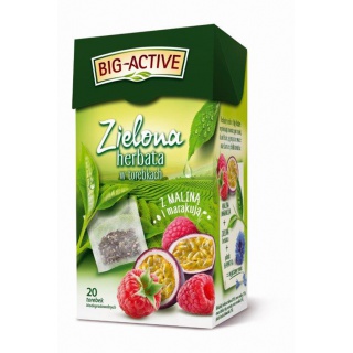 Tea BIG ACTIVE, green with raspberry and passion fruit, 20 tea bags
