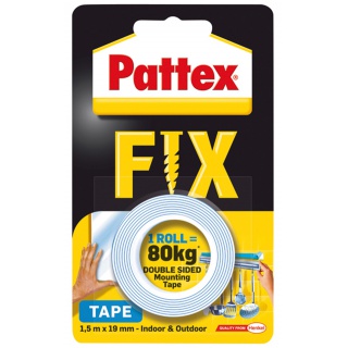 Double-sided tape PATTEX FIX, 1.5m x 19mm, 80kg