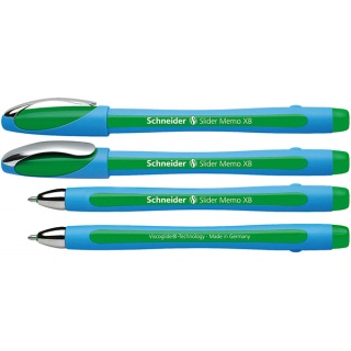 Długopis SCHNEIDER Slider Memo, XB, zielony, Długopisy, Artykuły do pisania i korygowania