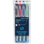 Zestaw długopisów SCHNEIDER Slider Basic, XB, 4 szt., miks kolorów podstawowych, Długopisy, Artykuły do pisania i korygowania