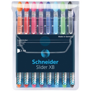 Zestaw długopisów SCHNEIDER Slider Basic, XB, Colours, 8 szt., miks kolorów, Długopisy, Artykuły do pisania i korygowania
