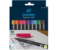 Zestaw cienkopisów SCHNEIDER Topliner 967, 0,4 mm, 10 szt., pudełko z zawieszką, mix kolorów