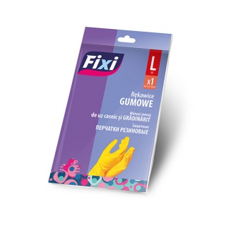 Rękawice gumowe FIXI, rozmiar L, 1 para, żółte, Rękawice, Ochrona indywidualna
